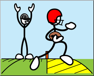 Clip Art: Stick Guy Football Touchdown Color – Abcteach
