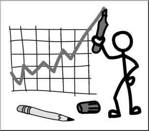 Clip Art: Stick Guy Graphing Grayscale