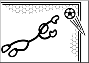 Clip Art: Stick Guy Football/Soccer Goal B&W