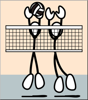 Clip Art: Stick Guy Volleyball Block Color