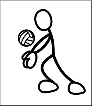 Clip Art: Stick Guy Volleyball Pass B&W