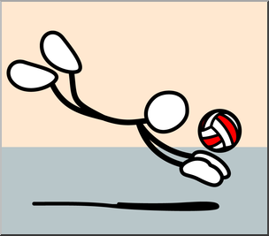 Clip Art: Stick Guy Volleyball Dig Color