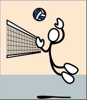 Clip Art: Stick Guy Volleyball Hit Color