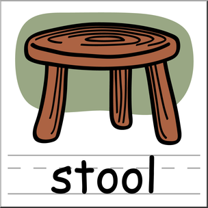 Clip Art: Basic Words: Stool Color Labeled