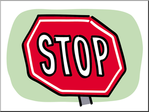Clip Art: Basic Words: Stop Color Unlabeled