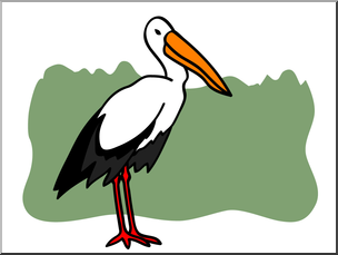 Clip Art: Basic Words: Stork Color Unlabeled