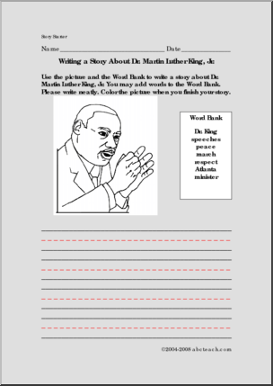 Martin Luther King, Jr. (primary/elem) Color and Write Prompt