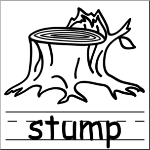 Clip Art: Basic Words: Stump B&W Labeled