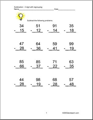Subtraction – 2 digits (set 1) Clip Art