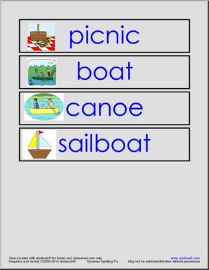 Spelling Packet: Summer Beach Theme (grades 1-2)