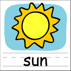 Clip Art: Basic Words: Sun Color Labeled