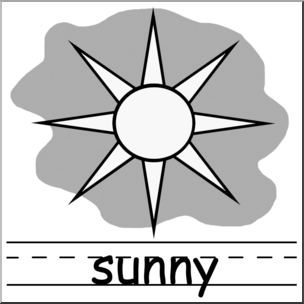 Clip Art: Weather Icons: Sunny Grayscale Labeled
