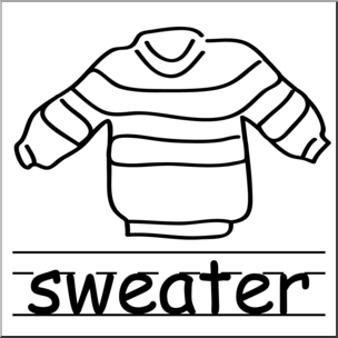 Clip Art: Basic Words: Sweater B&W Labeled