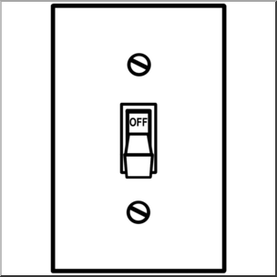 Clip Art: Electricity: Switch Off B&W