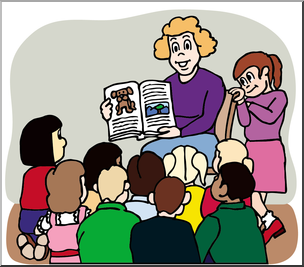Clip Art: Teacher Reading to Class Color