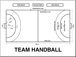 Clip Art: Playing Fields: Team Handball B&W