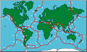 Clip Art: Tectonic Plates Color w/ Directions of Movement – Abcteach