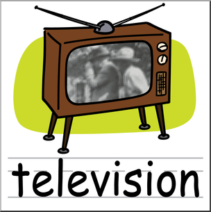 Clip Art: Basic Words: Television Color Labeled