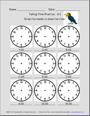 Telling Time Practice Pack