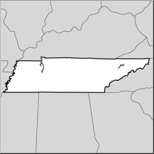 Clip Art: US State Maps: Tennessee Grayscale – Abcteach