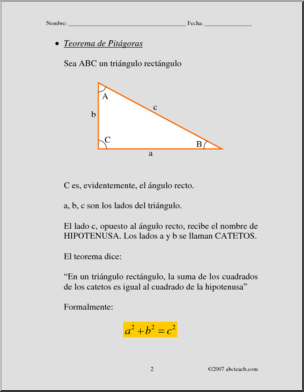 Spanish: MatemÂ·ticas – El teorema de PitÂ·goras: ExplicaciÃ›n (secundaria)