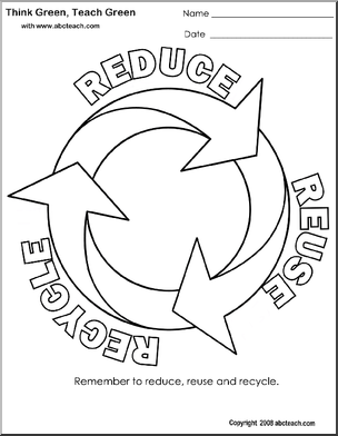 Coloring Page: Think Green- Reduce, Reuse, Recycle (circle)