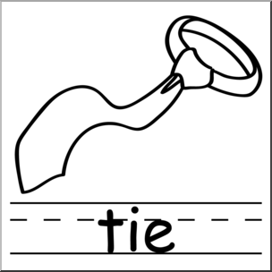 Clip Art: Basic Words: Tie B&W Labeled – Abcteach