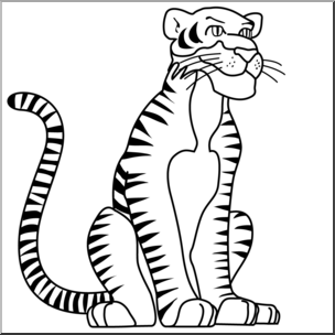 Clip Art: Cartoon Tiger B&W