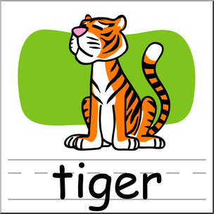 Clip Art: Basic Words: Tiger Color Labeled – Abcteach