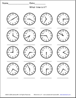 Telling Time –  5 min. (small) Clip Art