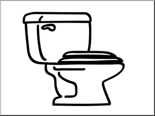 Clip Art: Basic Words: Toilet B&W Unlabeled