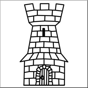 Clip Art: Heraldry: Heraldic Tower B&W