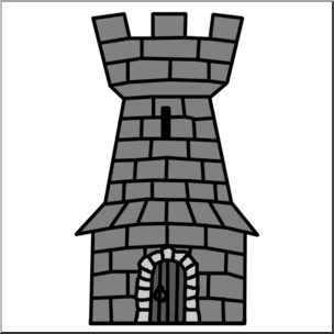 Clip Art: Heraldry: Heraldic Tower Grayscale – Abcteach