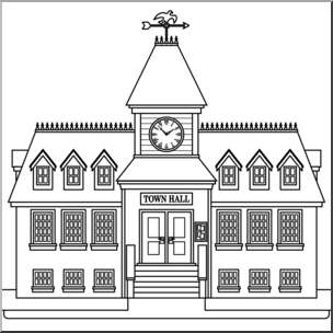 Clip Art: Buildings: Town Hall B&W
