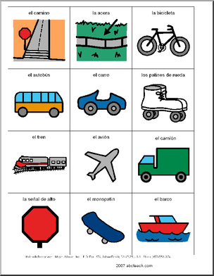 Spanish: Poster de vocabulario: Transporte (elementaria/secundaria ...