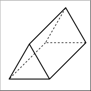 Clip Art: 3D Solids: Triangular Prism B&W – Abcteach