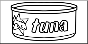 Clip Art: Food Containers: Tuna Can B&W