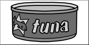 Clip Art: Food Containers: Tuna Can Grayscale