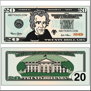 Clip Art: Twenty Dollar Bill Color