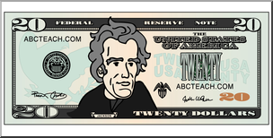 Clip Art: Twenty Dollar Bill Color Front