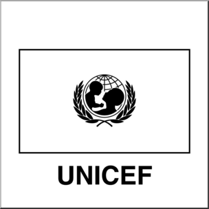 Clip Art: Flags: Unicef B&W