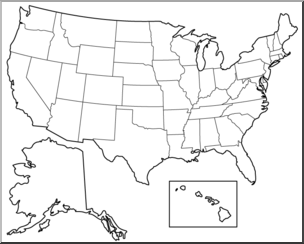 Clip Art: United States Map B&W Blank – Abcteach