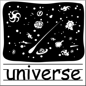 Clip Art: Basic Words: Universe B&W (poster)