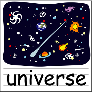 Clip Art: Basic Words: Universe Color Labeled