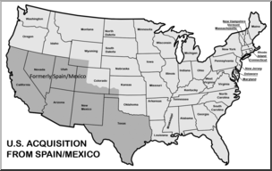 Clip Art: United States History: Acquisition From Spain/Mexico Grayscale