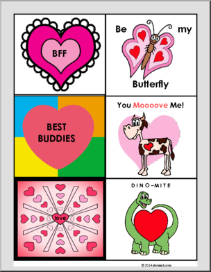 Greeting Cards: Valentine’s Day Hearts (color)