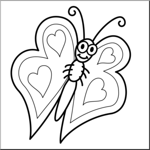 Clip Art: Valentine Butterfly B&W