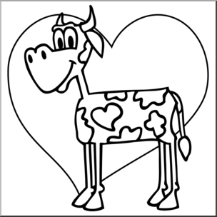 Clip Art: Valentine Cow B&W – Abcteach