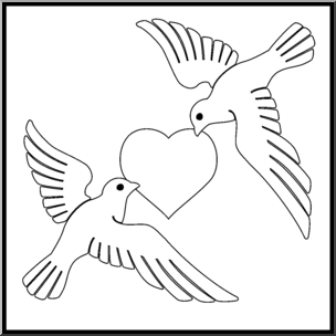 Clip Art: Valentine Doves 1 B&W – Abcteach