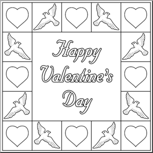 Clip Art: Valentine Doves 2 B&amp;W – Abcteach